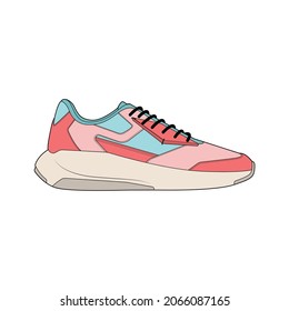 Vector sneakers shoes for training, running shoe vector illustration. Sport shoes color full.