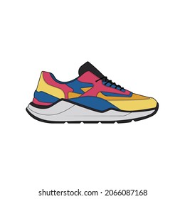 Vector sneakers shoes for training, running shoe vector illustration. Sport shoes color full.