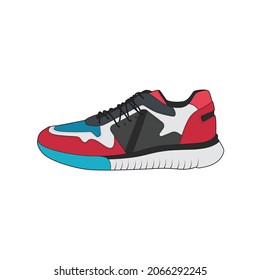 Vector sneakers shoes for training, running shoe vector illustration. Sport shoes color full.