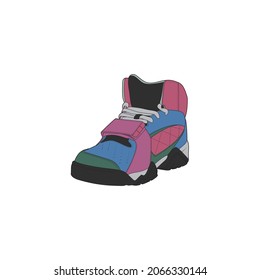Zapatos de zapatillas vectoriales para entrenamiento, ilustración del vector del zapato. Zapatos deportivos coloridos.