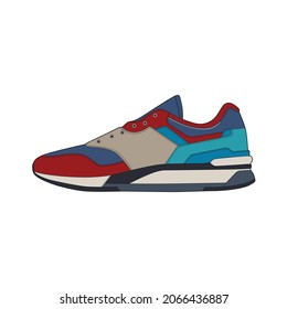 Vector sneakers shoes for training, running shoe vector illustration. Sport shoes color full.