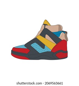 Vector sneakers shoes for training, running shoe vector illustration. Sport shoes color full.
