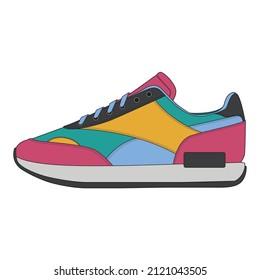 Vector sneakers shoes for training, running shoe vector illustration. Sport shoes color full.

