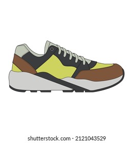 Zapatos de zapatillas vectoriales para entrenamiento, ilustración del vector del zapato. Zapatos deportivos coloridos.
