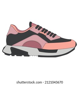 Vector sneakers shoes for training, running shoe vector illustration. Sport shoes color full.
