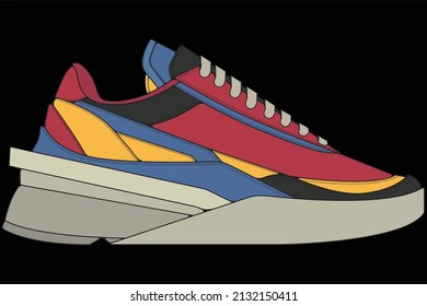 Vector sneakers shoes for training, running shoe vector illustration. Sport shoes color full.
