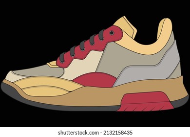 Vector sneakers shoes for training, running shoe vector illustration. Sport shoes color full.

