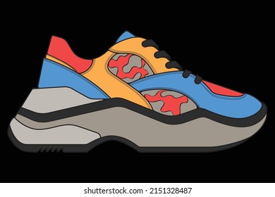 Vector sneakers shoes for training, running shoe vector illustration. Sport shoes color full.
