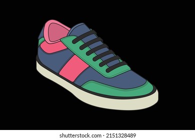 Vector sneakers shoes for training, running shoe vector illustration. Sport shoes color full.
