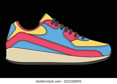 Vector sneakers shoes for training, running shoe vector illustration. Sport shoes color full.
