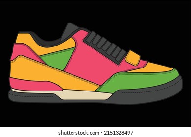 Vector sneakers shoes for training, running shoe vector illustration. Sport shoes color full.
