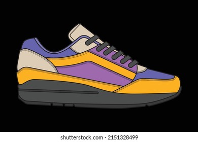 Vector sneakers shoes for training, running shoe vector illustration. Sport shoes color full.
