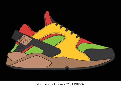 Vector sneakers shoes for training, running shoe vector illustration. Sport shoes color full.
