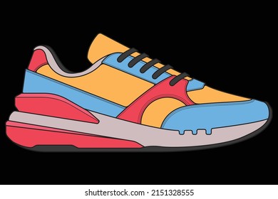 Vector sneakers shoes for training, running shoe vector illustration. Sport shoes color full.
