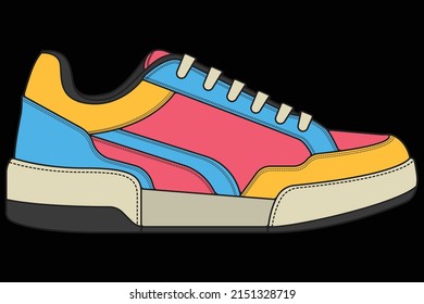 Vector sneakers shoes for training, running shoe vector illustration. Sport shoes color full.
