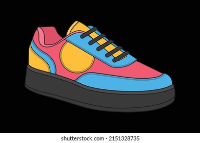 Vector sneakers shoes for training, running shoe vector illustration. Sport shoes color full.
