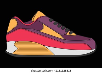 Vector sneakers shoes for training, running shoe vector illustration. Sport shoes color full.
