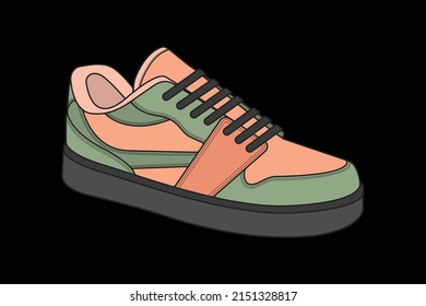 Vector sneakers shoes for training, running shoe vector illustration. Sport shoes color full.
