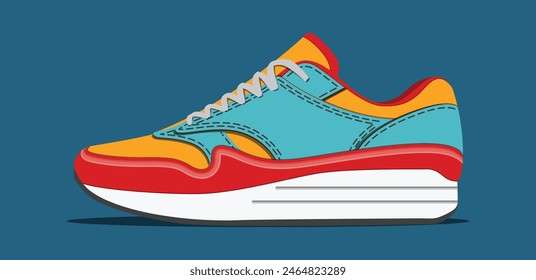 Vector sneakers shoes for training, running shoe vector illustration. Sport shoes color full.