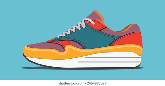 Vector sneakers shoes for training, running shoe vector illustration. Sport shoes color full.