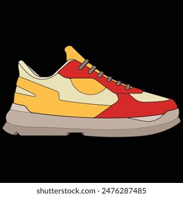 Vector sneakers shoes for training, sneakers shoe vector illustration. Sneakers color full.