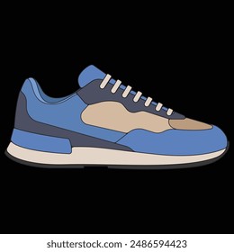 Vector sneakers shoes for training, sneakers shoe vector illustration. Sneakers color full.
