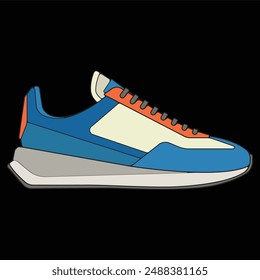 Vector sneakers shoes for training, sneakers shoe vector illustration. Sneakers color full.

