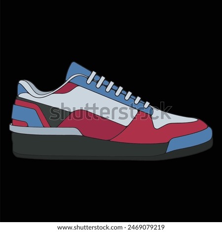 Vector sneakers shoes for training, sneakers shoe vector illustration. Sneakers color full.