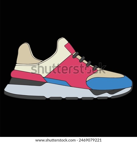Vector sneakers shoes for training, sneakers shoe vector illustration. Sneakers color full.