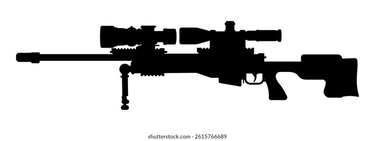 Vector Sniper Silhouette. Black on White