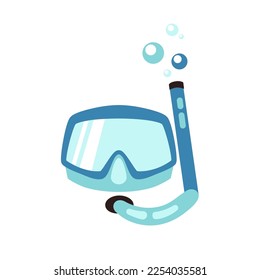 Vector snorkel blue mask icon. Snorkeling equipment symbol