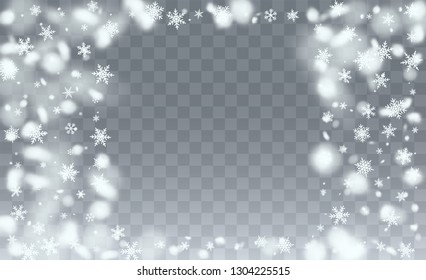 Vector Snow Background. Christmas Magic Illustration. Background with Isolated Fall of Snow. Magic Blizzard Illustration Design.
