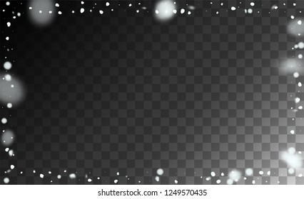 Vector Snow Background. Holiday Illustration for Merry Christmas Card. Isolated Snowflakes Background. Fantasy  Snowstorm Illustration Design.
