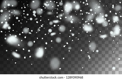 Vector Snow Background. Holiday Illustration for Happy New Year Card. Realistic Falling Snow Background. Fantasy  Snowstorm Illustration Design.