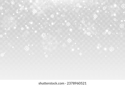 Png de fondo de nieve vectorial. Nieve. Nevada, ventisca, invierno. Cae copos de nieve. Fondo de Navidad.