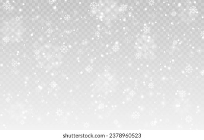 Png de fondo de nieve vectorial. Nieve. Nevada, ventisca, invierno. Cae copos de nieve. Fondo de Navidad.