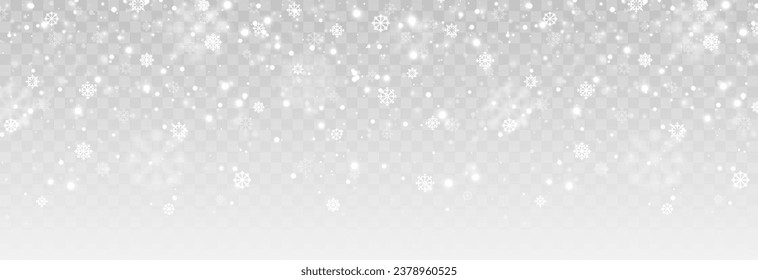 Png de fondo de nieve vectorial. Nieve. Nevada, ventisca, invierno. Cae copos de nieve. Fondo de Navidad.