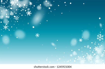 Vector Snow Background. Winter Holiday Illustration. Background with Flying Snowflakes. Magic Blizzard Illustration Design.