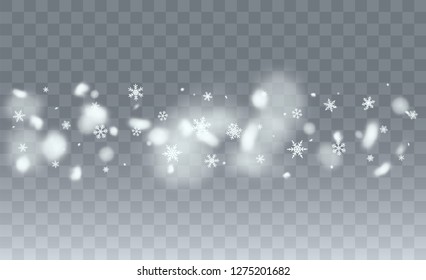 Vector Snow Background. Winter Holiday Illustration. Background with Flying Snowflakes. Fantasy  Snowstorm Illustration Design.
