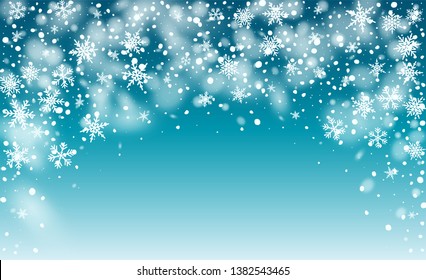 Vector Snow Background. Winter Holiday Illustration. Glitter Snowflakes Background. Magic Blizzard Illustration Design.