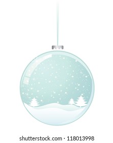 Vector snow ball with christmas tree.