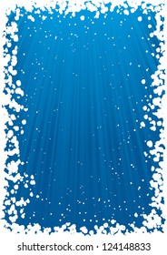 vector snow border with blue shine background