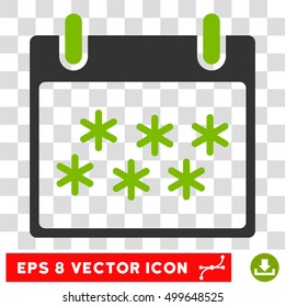 Vector Snow Calendar Day EPS vector pictogram. Illustration style is flat iconic bicolor eco green and gray symbol on a transparent background.