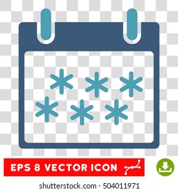 Vector Snow Calendar Day EPS vector pictograph. Illustration style is flat iconic bicolor cyan and blue symbol on a transparent background.