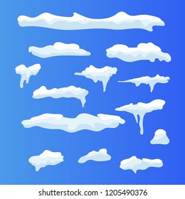 Vector snow cap for design and decoration of Christmas greeting cards. Snow cap, snowball, snowdrift, snow top Cartoon snow cap. 