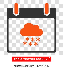 Vector Snow Cloud Calendar Day EPS vector icon. Illustration style is flat iconic bicolor orange and gray symbol on a transparent background.