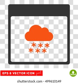 Vector Snow Cloud Calendar Page EPS vector icon. Illustration style is flat iconic bicolor orange and gray symbol on a transparent background.