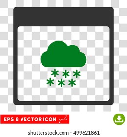 Vector Snow Cloud Calendar Page EPS vector pictograph. Illustration style is flat iconic bicolor green and gray symbol on a transparent background.