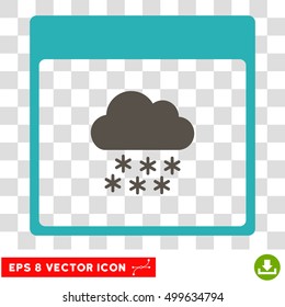Vector Snow Cloud Calendar Page EPS vector pictogram. Illustration style is flat iconic bicolor grey and cyan symbol on a transparent background.