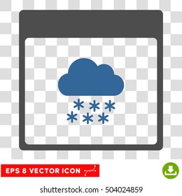 Vector Snow Cloud Calendar Page EPS vector pictograph. Illustration style is flat iconic bicolor cobalt and gray symbol on a transparent background.